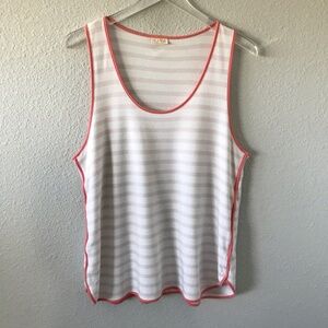 Lake Pajama 100% Pima Cotton Size L Striped Sleeveless Tank Top Pink White